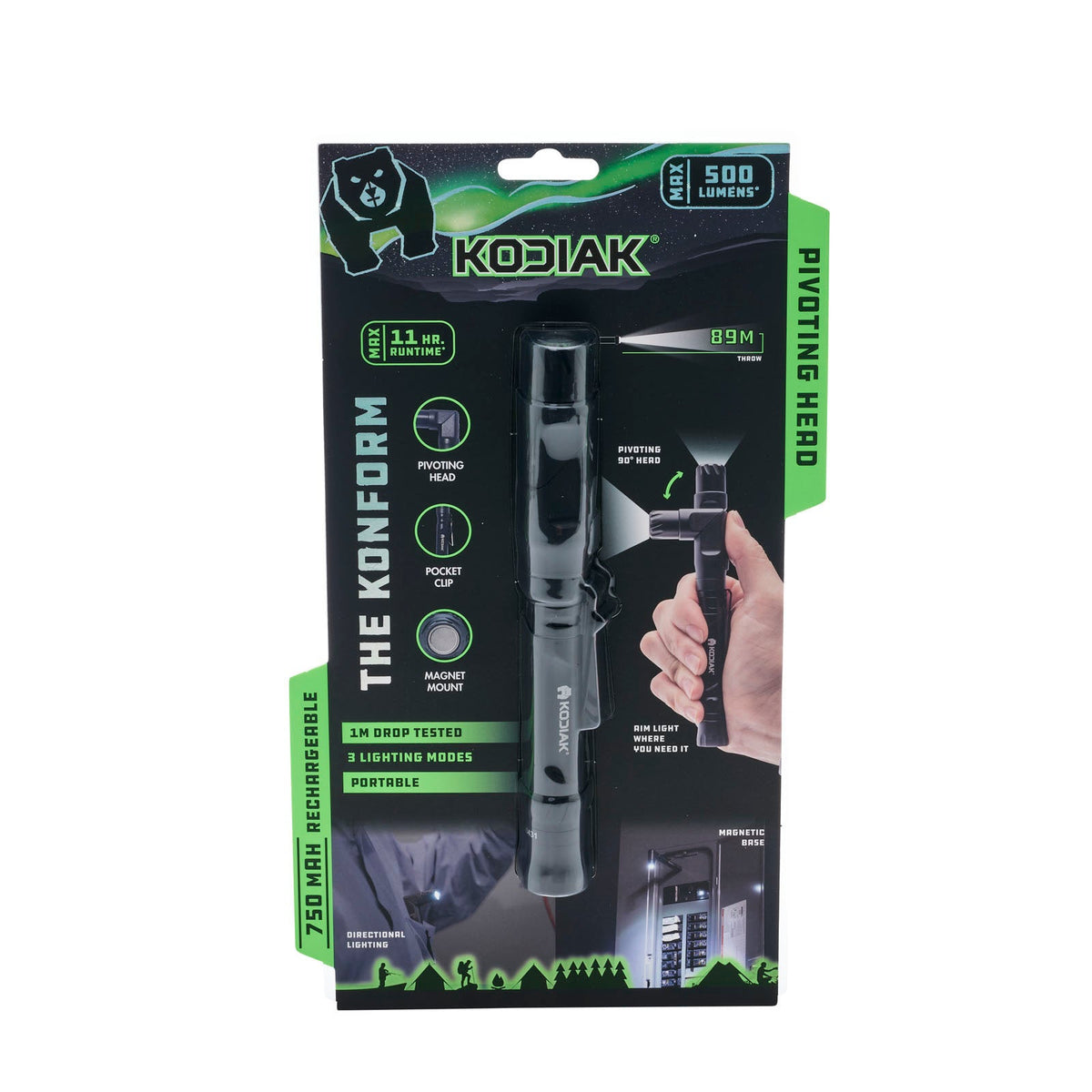 Kodiak® 500 Lumen Konform Dual Power Rechargeable Torch With Pivoting Head