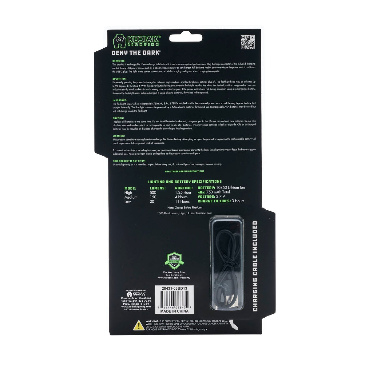 Kodiak® 500 Lumen Konform Dual Power Rechargeable Torch With Pivoting Head