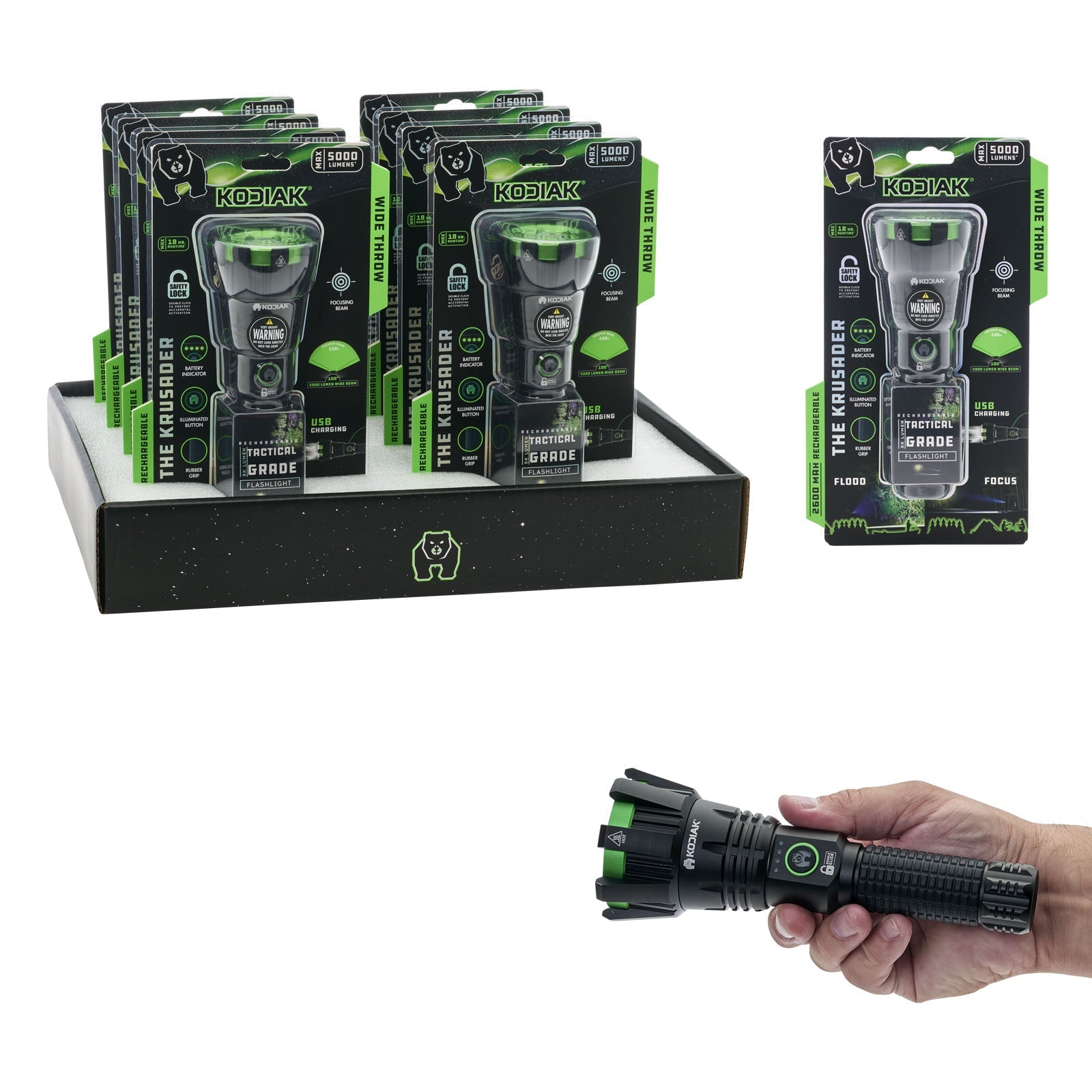 Kodiak® Krusader® 5000 Lumen Tactical Flashlight