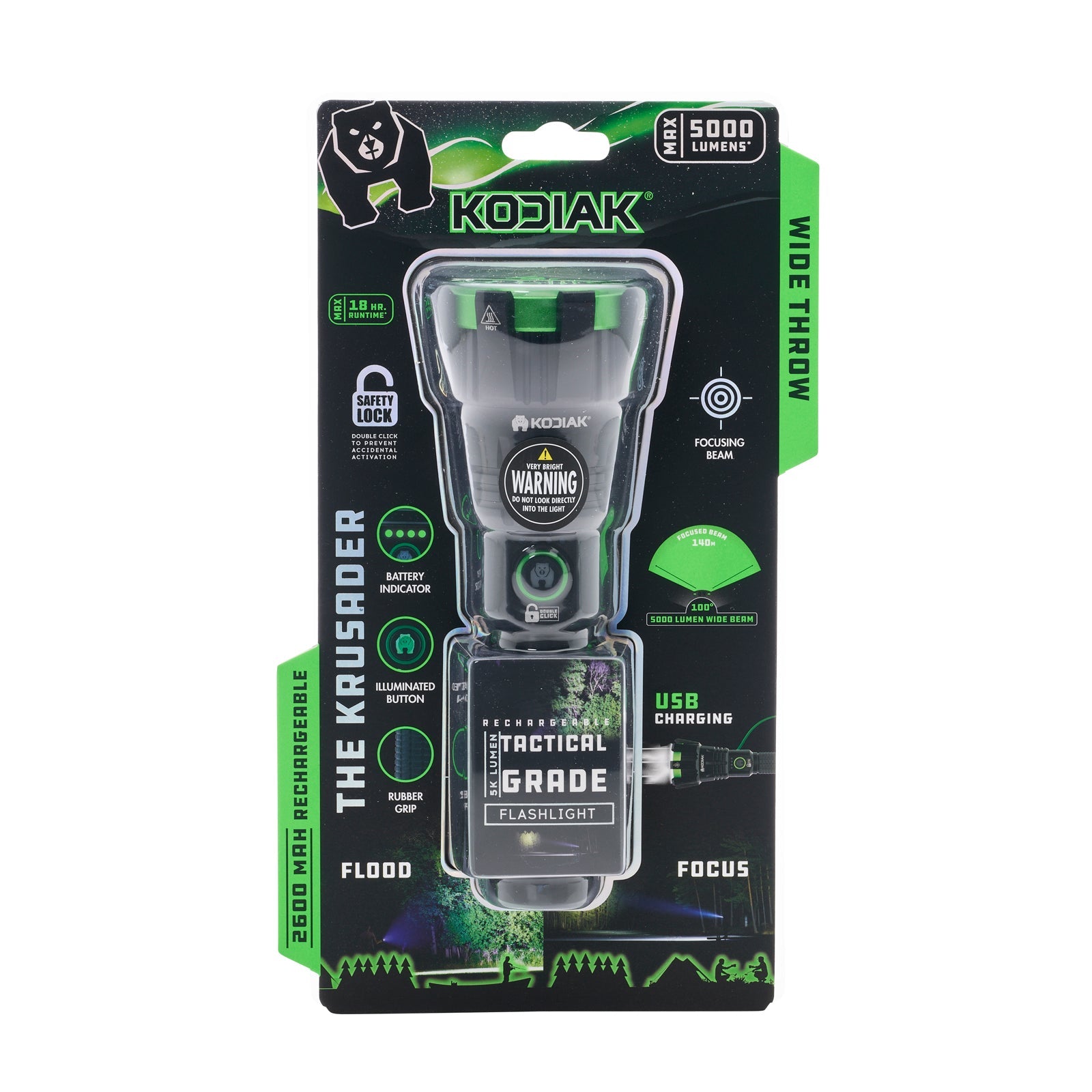 Kodiak® Krusader® 5000 Lumen Tactical Flashlight