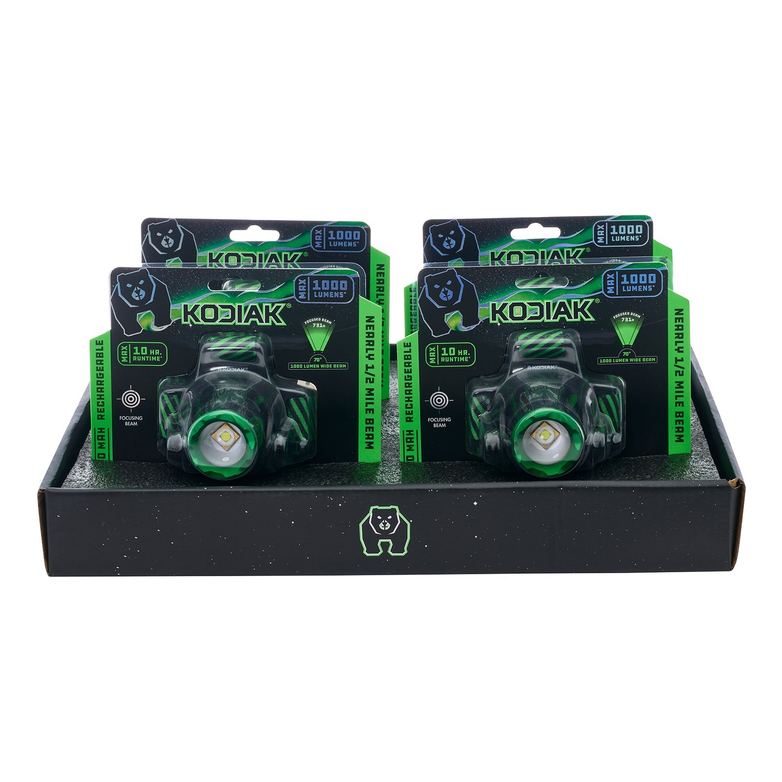 Kodiak® 1,000 Lumen Long Range 730m Dual Power Rechargeable Head Lamp