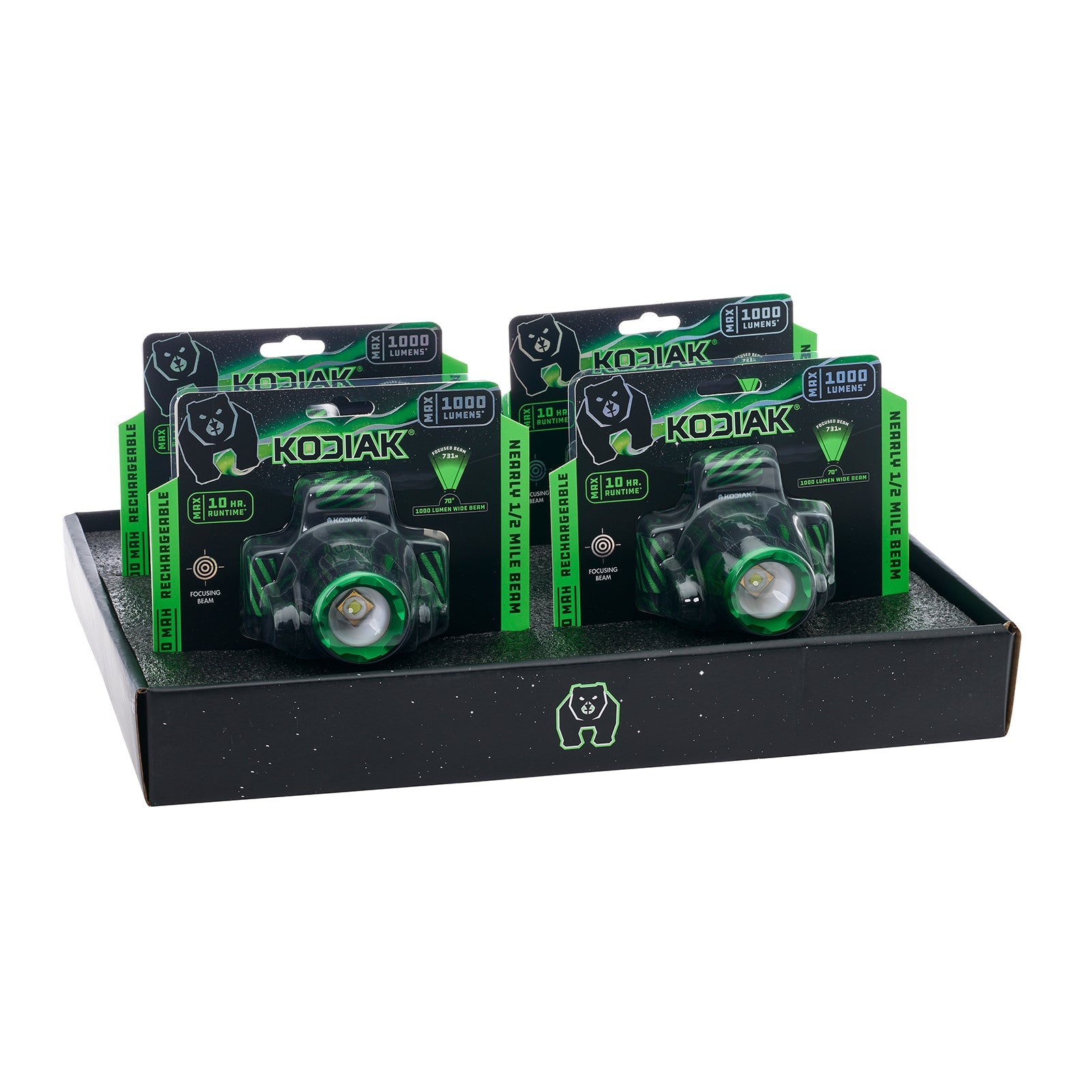 Kodiak® 1,000 Lumen Long Range 730m Dual Power Rechargeable Head Lamp