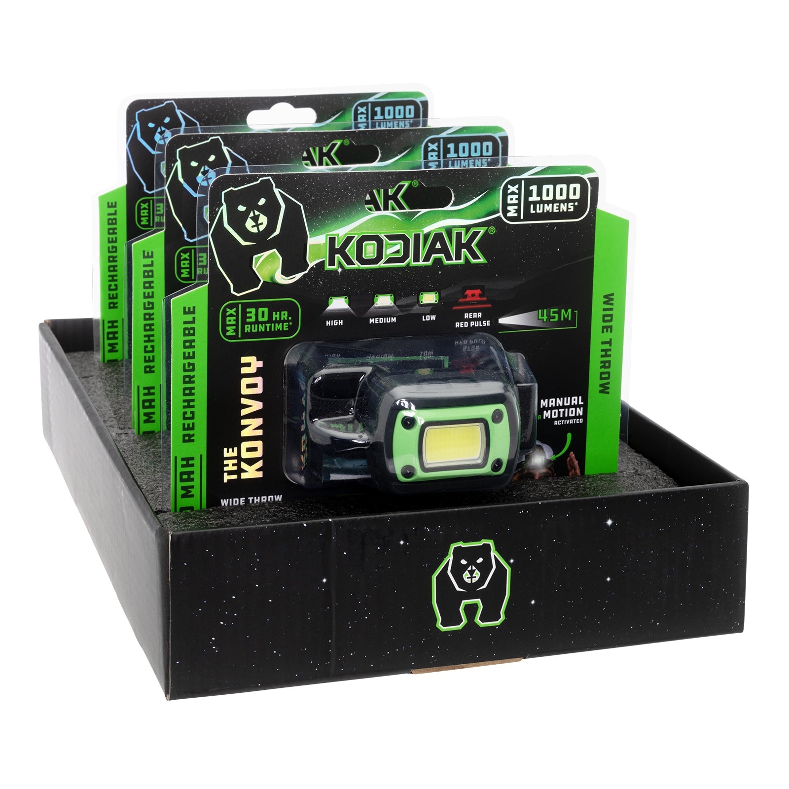 Kodiak® Konvoy 1,000 Lumen Motion Activated Rechargeable Head Lamp