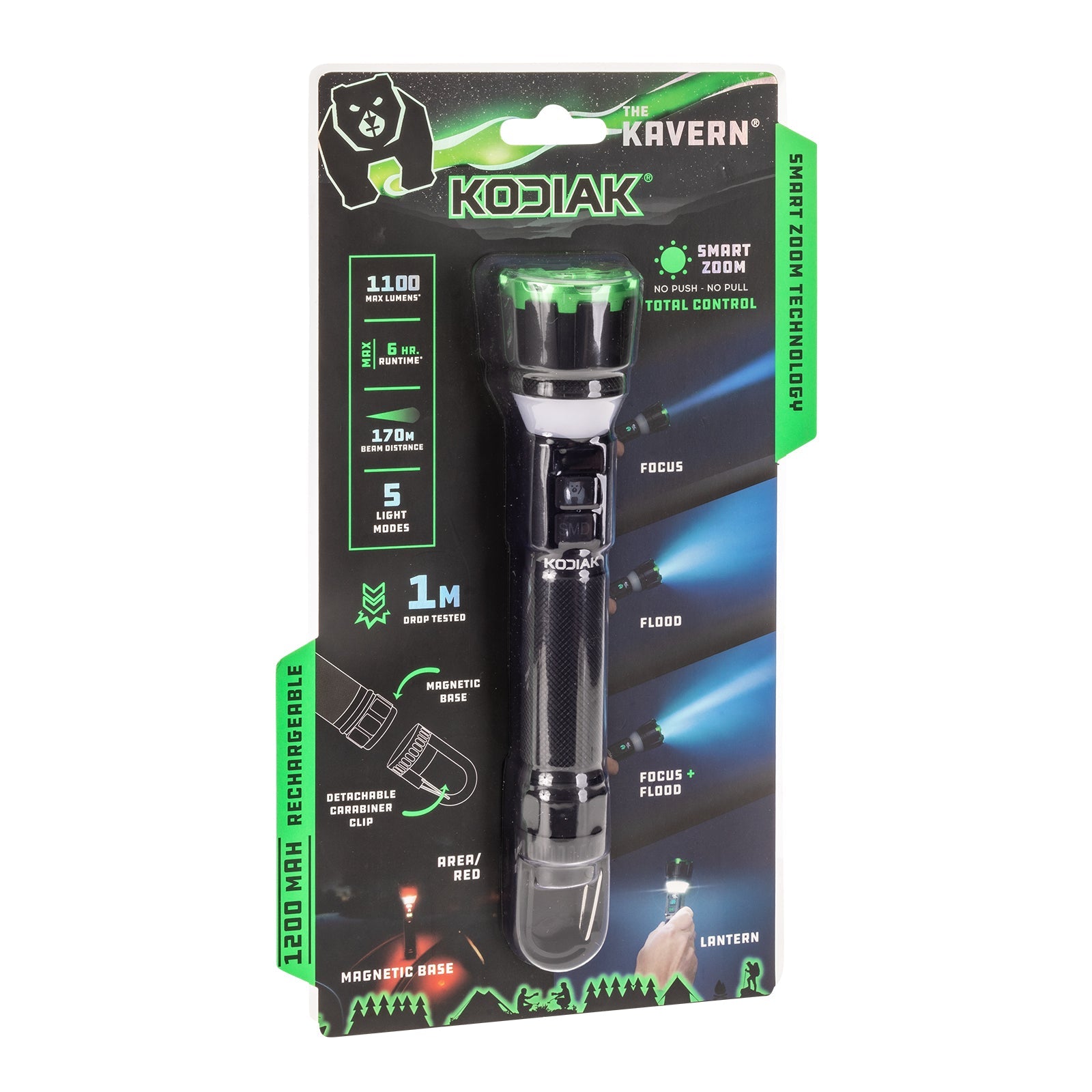 Kodiak® Kavern 1100 Lumen Smart Focus Rechargeable Flashlight - Lantern