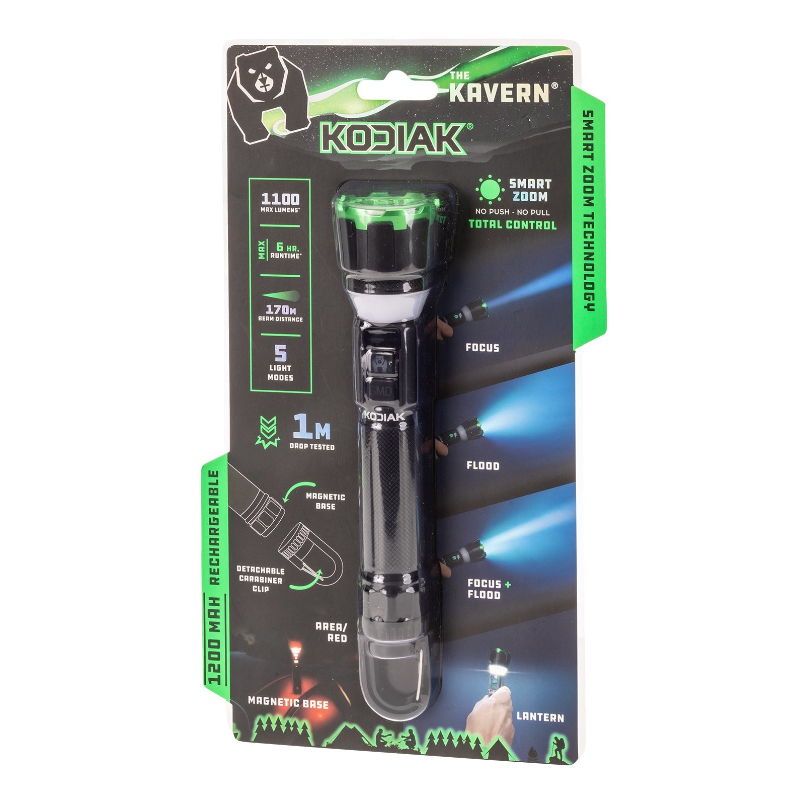 Kodiak® Kavern 1100 Lumen Smart Focus Rechargeable Flashlight - Lantern