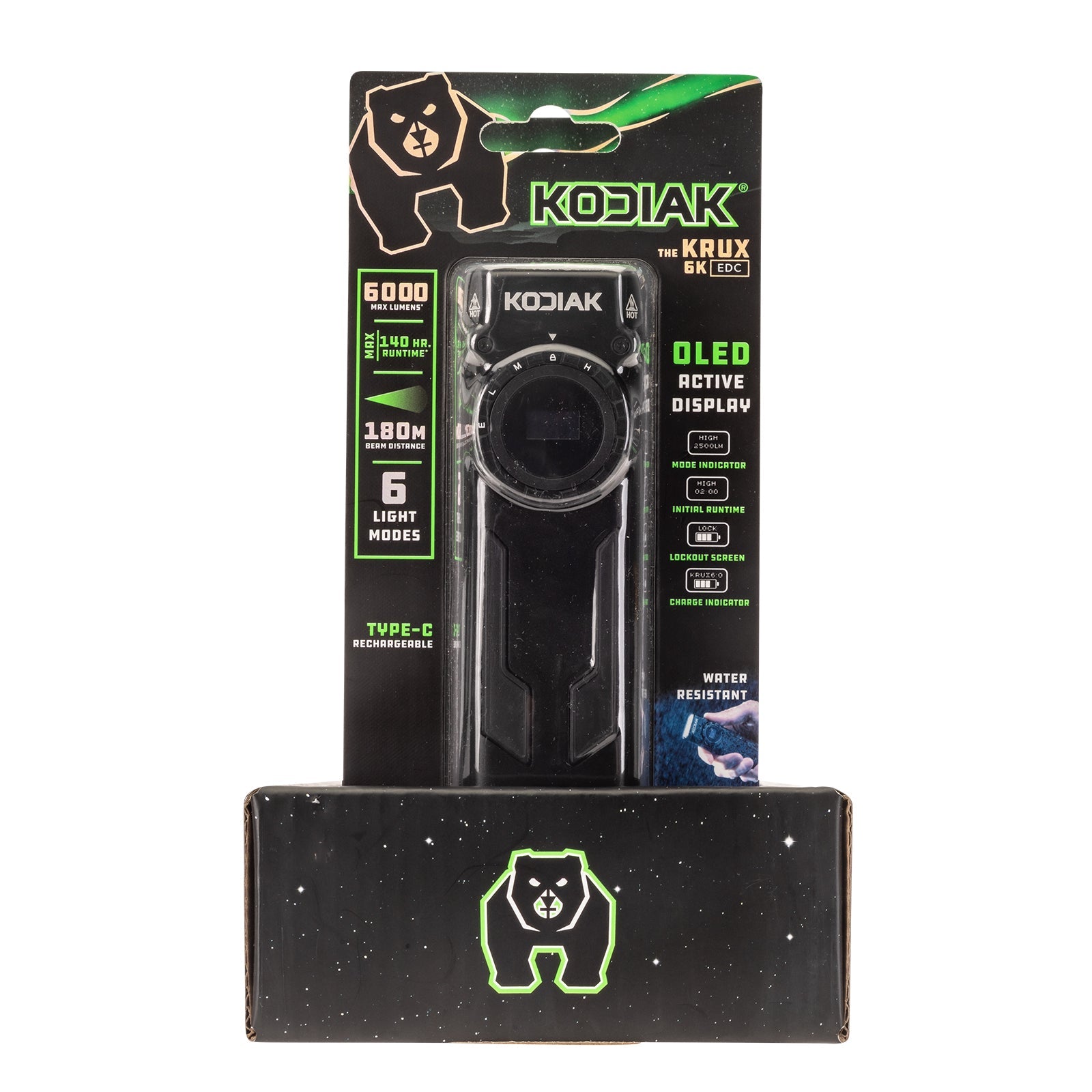 Kodiak® 6,000 Lumen Krux Rechargeable EDC Torch with LCD
