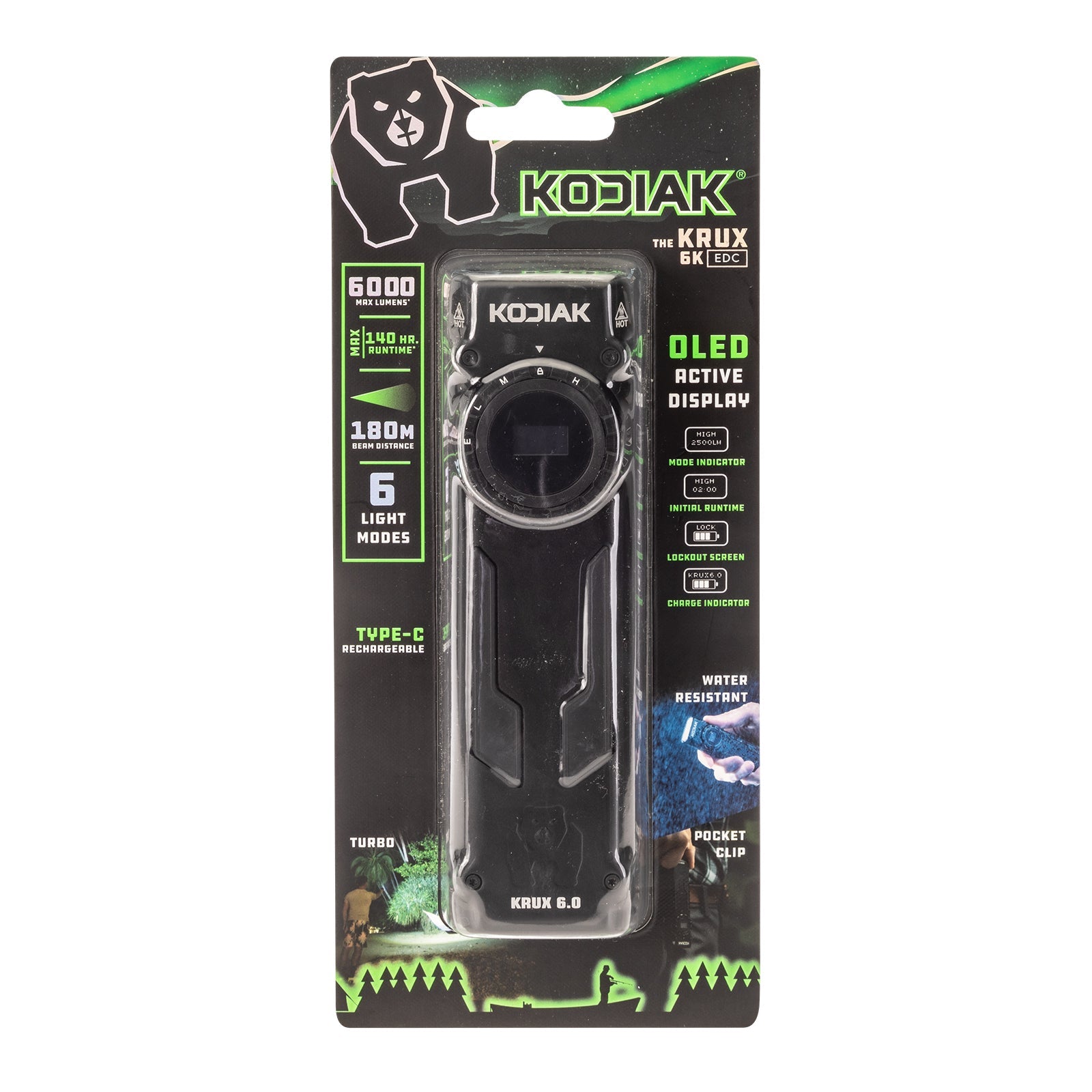 Kodiak® 6,000 Lumen Krux Rechargeable EDC Torch with LCD