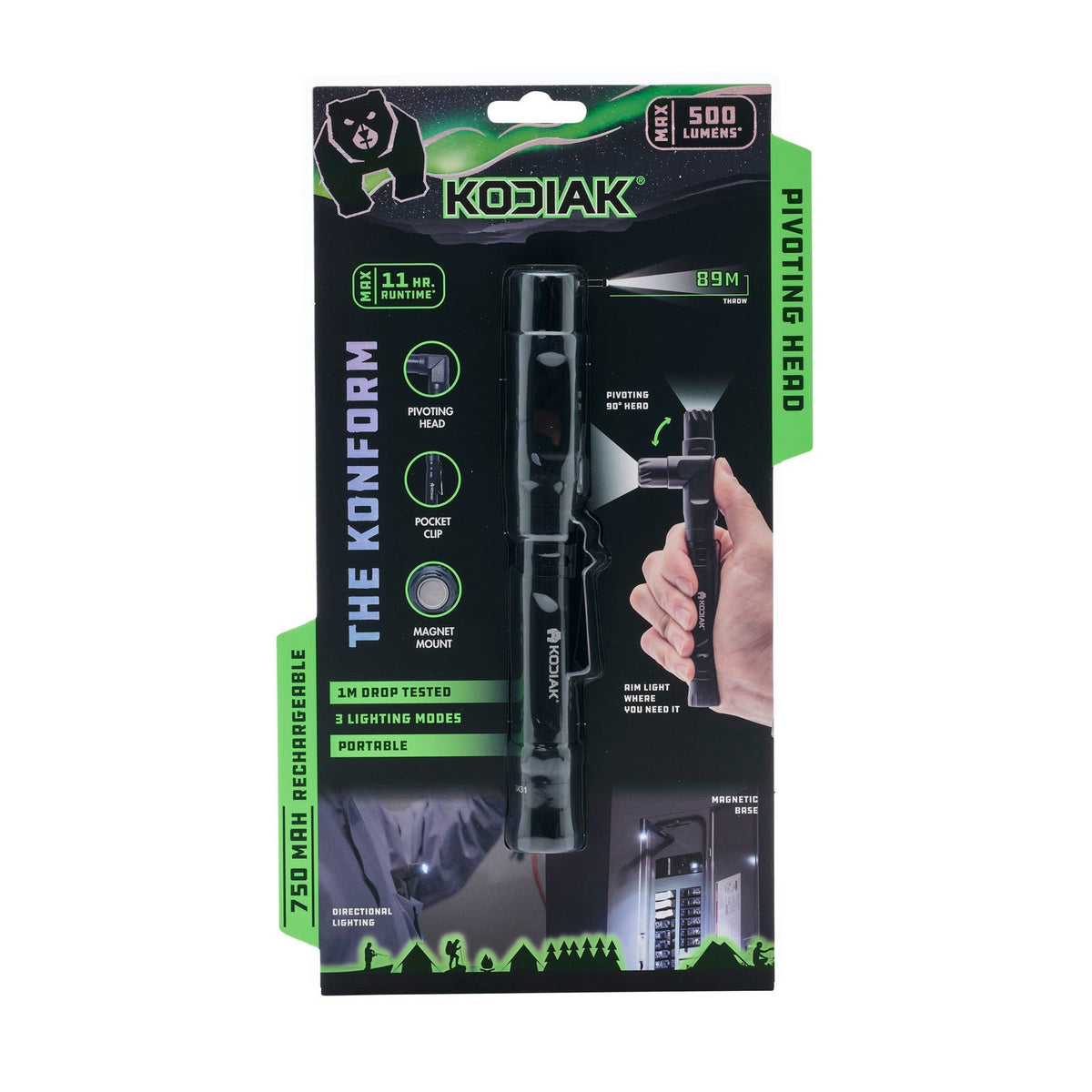 Kodiak® 500 Lumen Konform Dual Power Rechargeable Torch With Pivoting Head