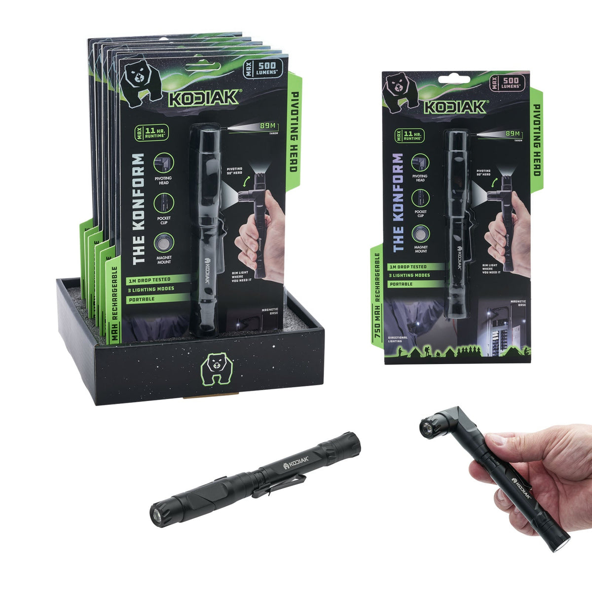 Kodiak® 500 Lumen Konform Dual Power Rechargeable Torch With Pivoting Head