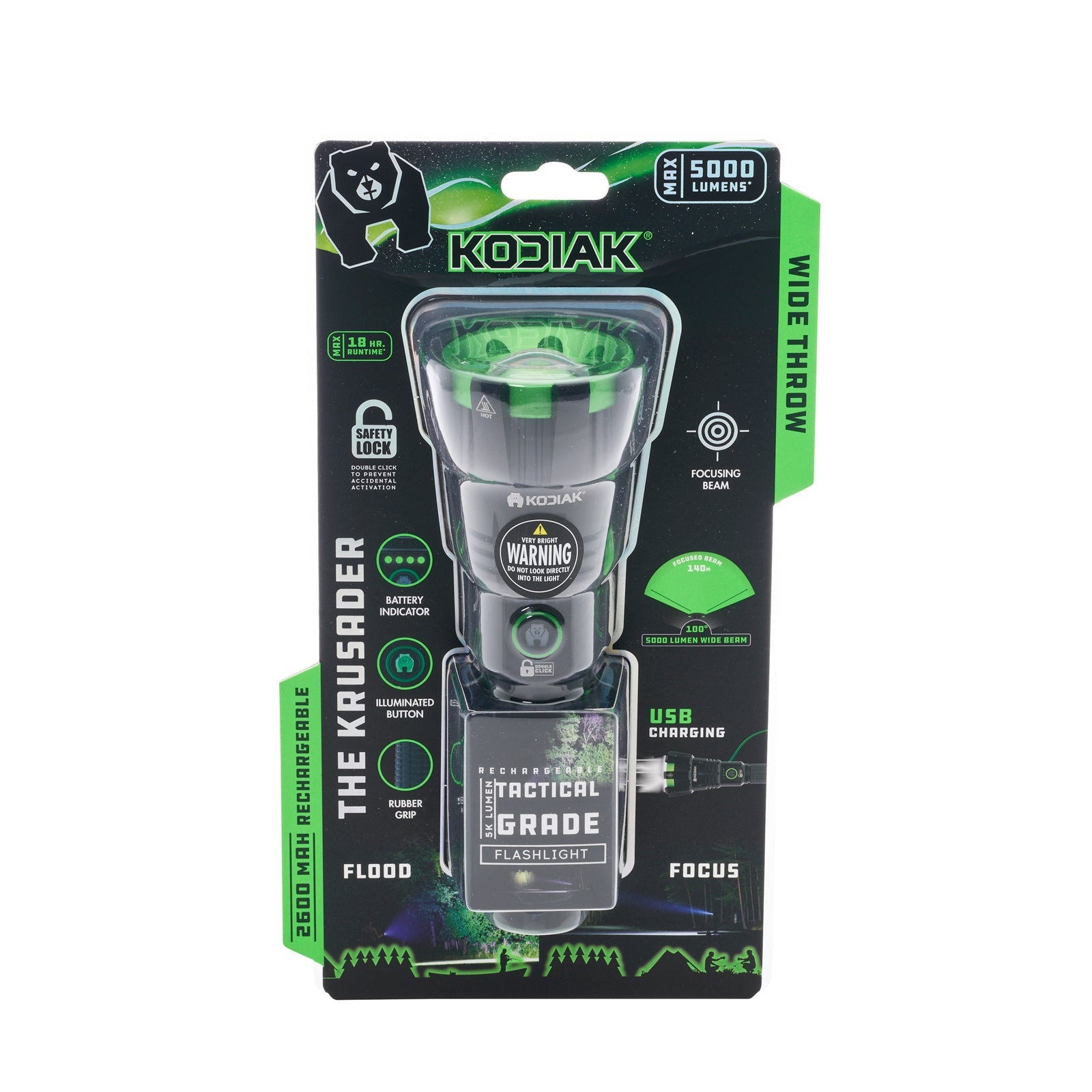 Kodiak® Krusader® 5000 Lumen Tactical Flashlight