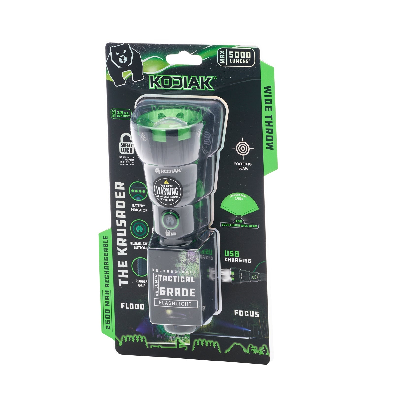 Kodiak® Krusader® 5000 Lumen Tactical Flashlight