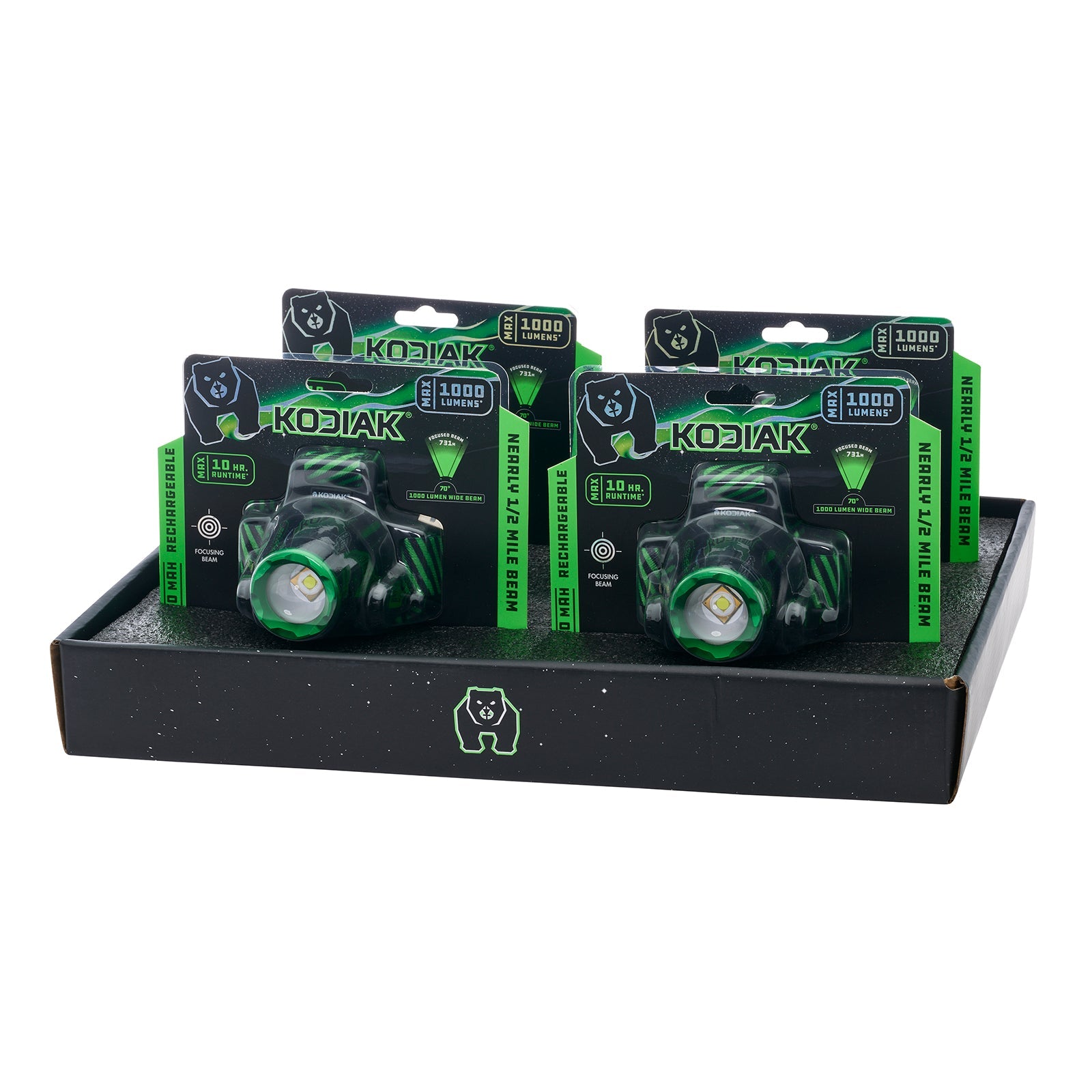 Kodiak® 1,000 Lumen Long Range 730m Dual Power Rechargeable Head Lamp