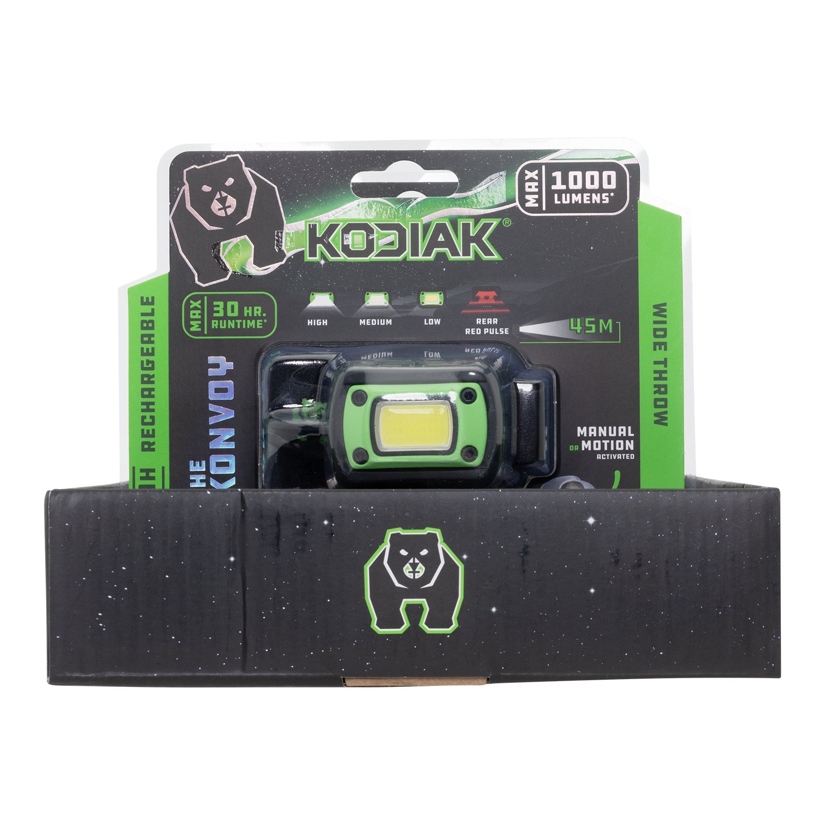 Kodiak® Konvoy 1,000 Lumen Motion Activated Rechargeable Head Lamp