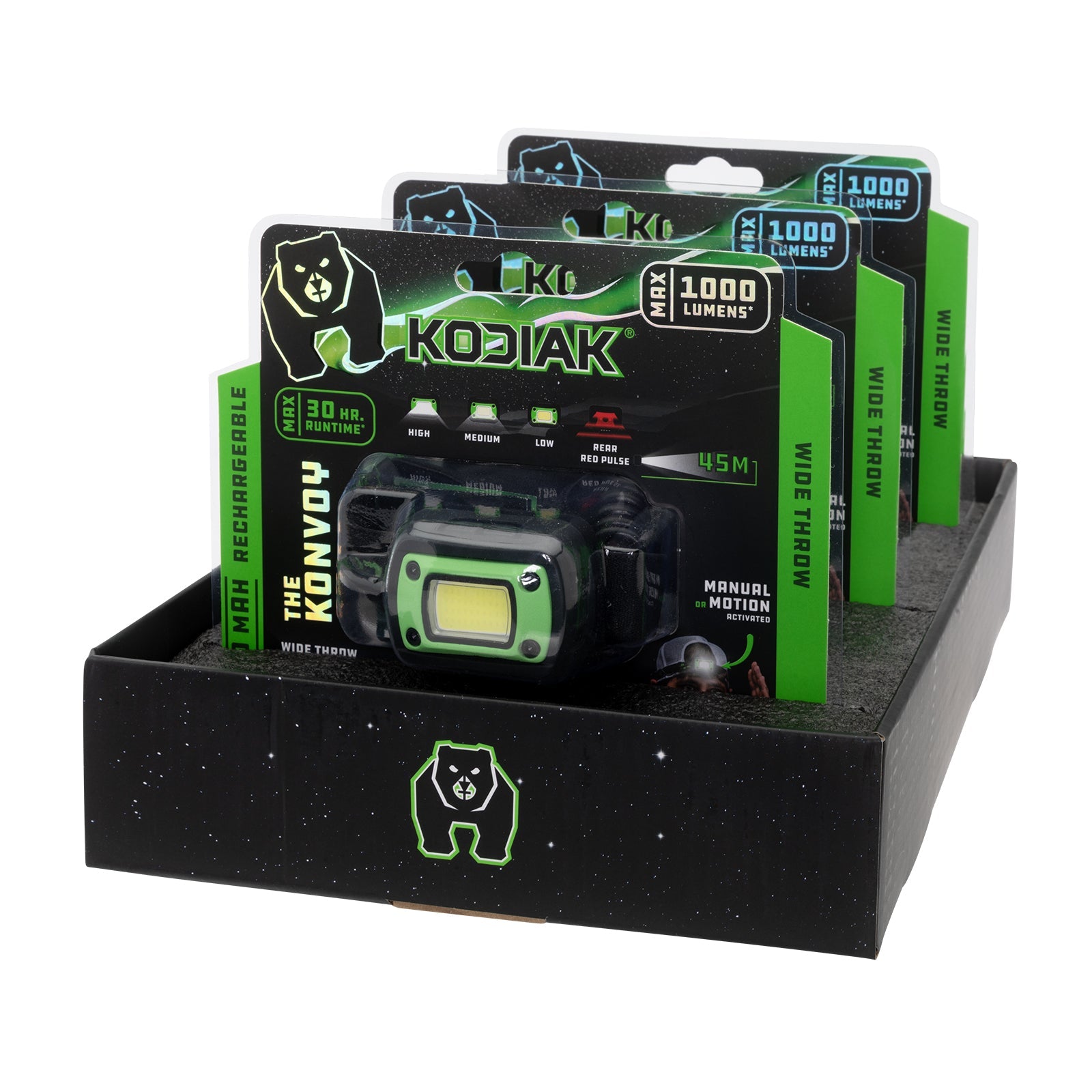 Kodiak® Konvoy 1,000 Lumen Motion Activated Rechargeable Head Lamp