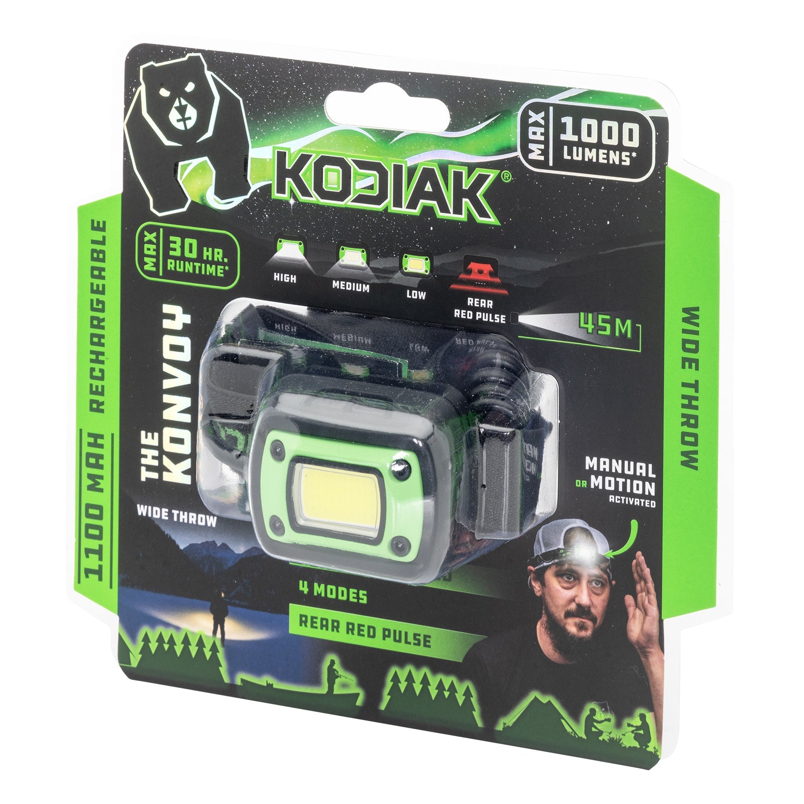 Kodiak® Konvoy 1,000 Lumen Motion Activated Rechargeable Head Lamp