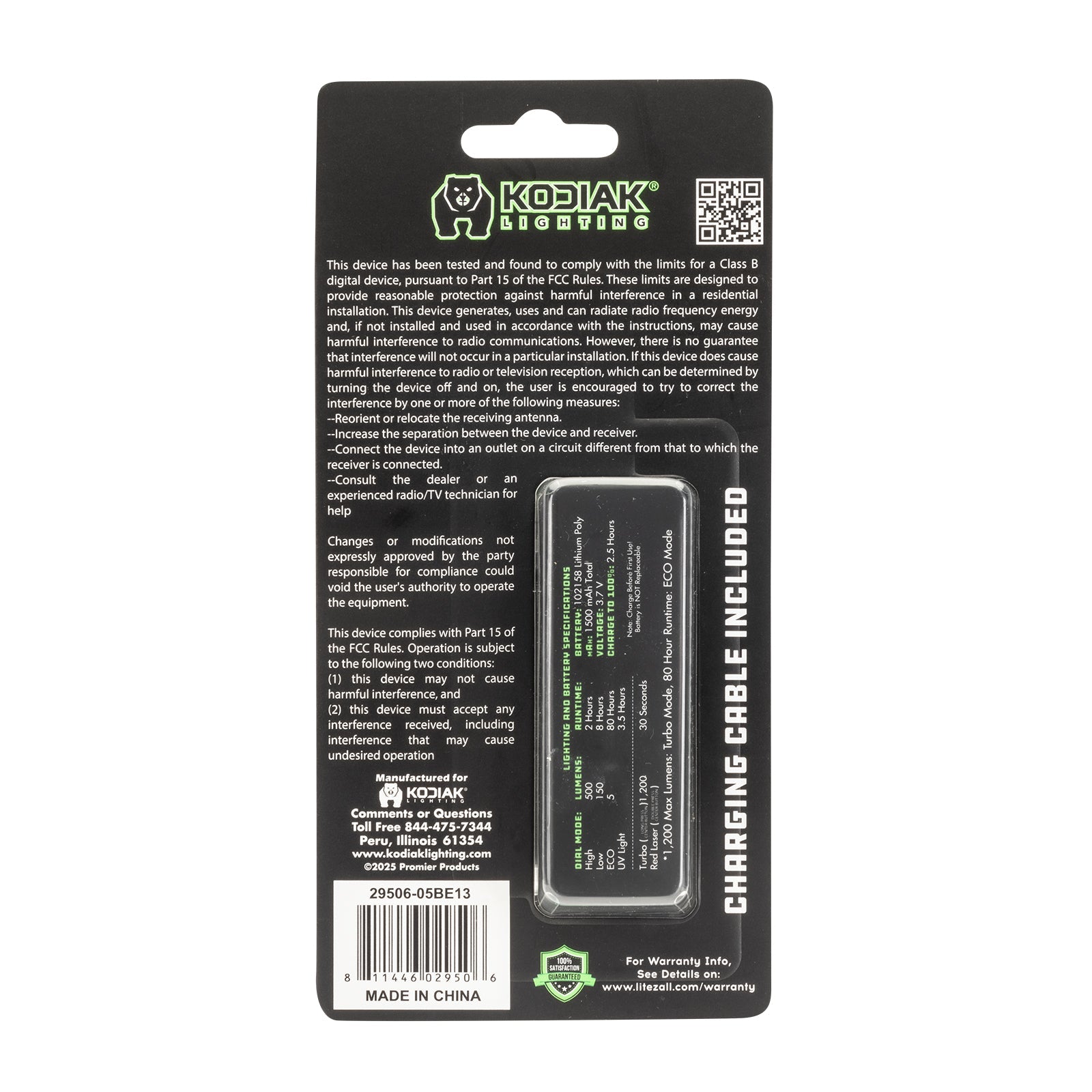 Kodiak® 1,200 Lumen Krux Rechargeable EDC Torch with UV & Laser