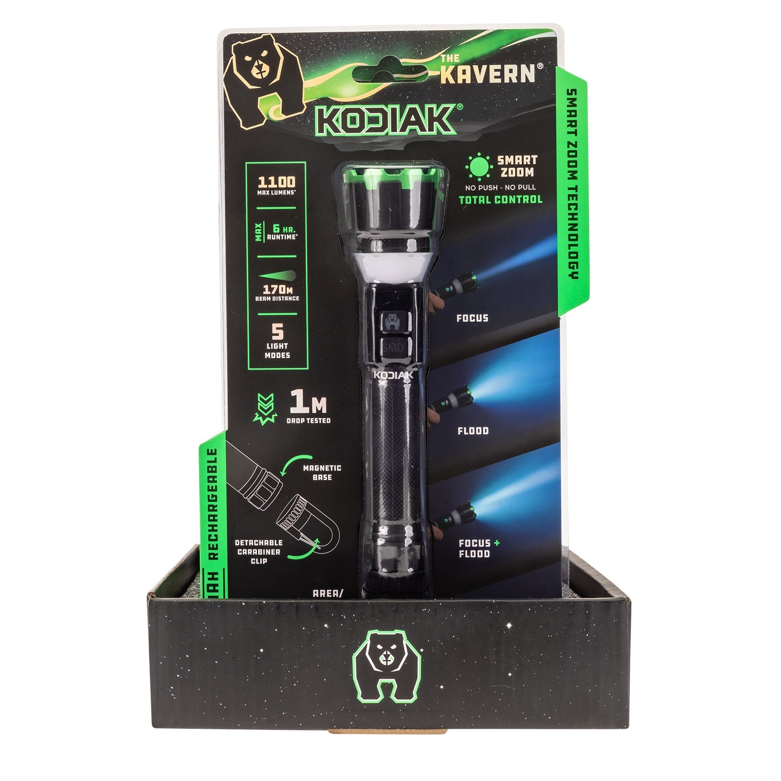 Kodiak® Kavern 1100 Lumen Smart Focus Rechargeable Flashlight - Lantern