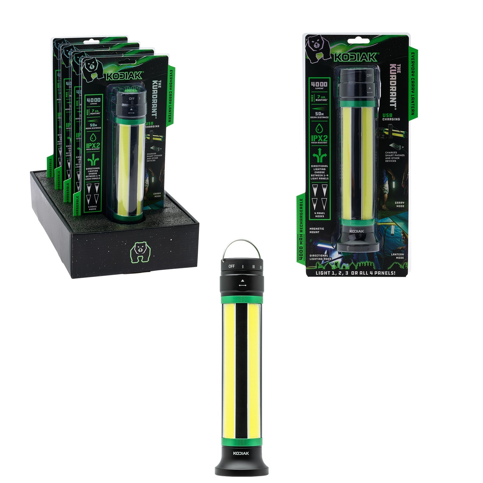 Kodiak® 4,000 Lumen Kuadrant 4-Panel Rechargeable Work Light Lantern