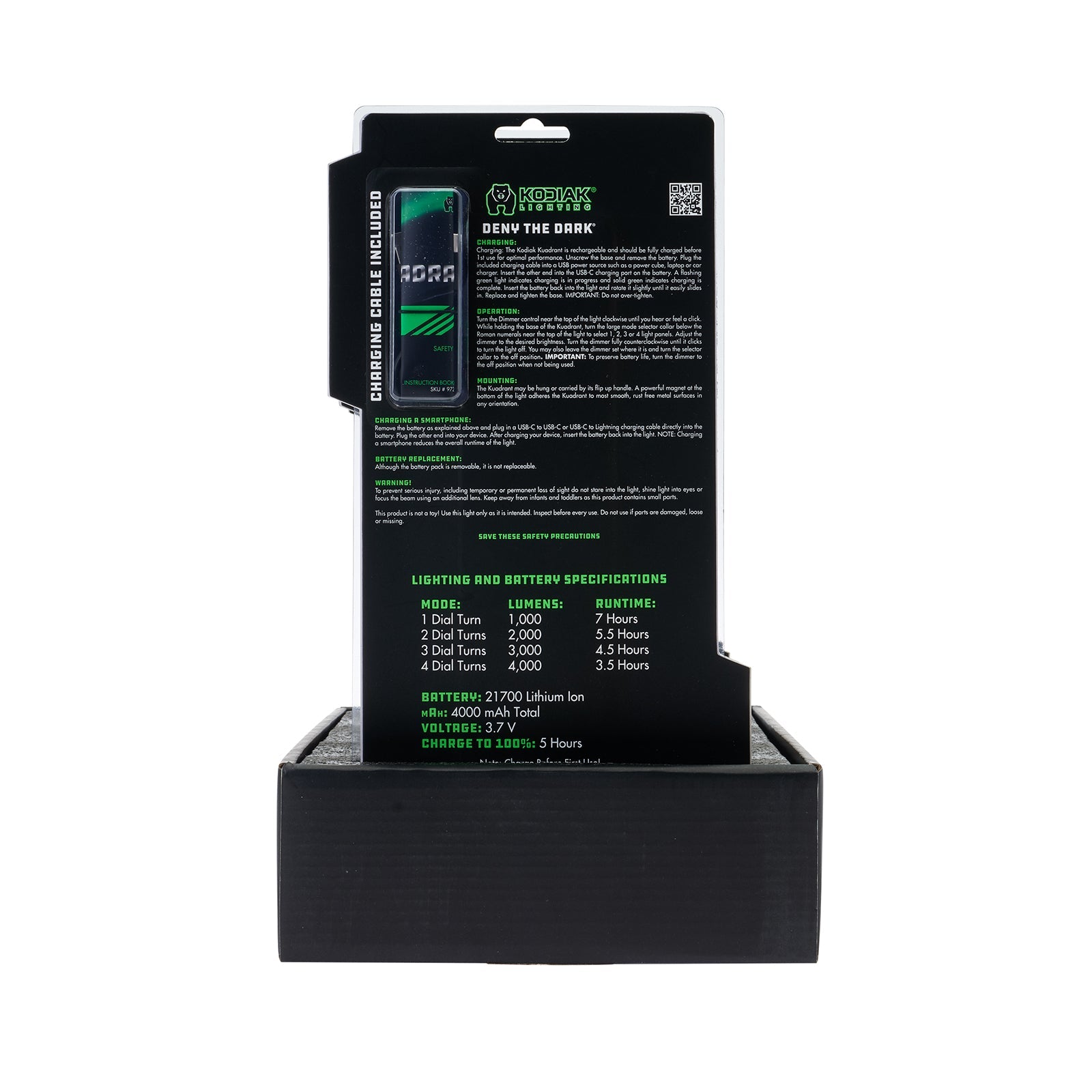 Kodiak® 4,000 Lumen Kuadrant 4-Panel Rechargeable Work Light Lantern