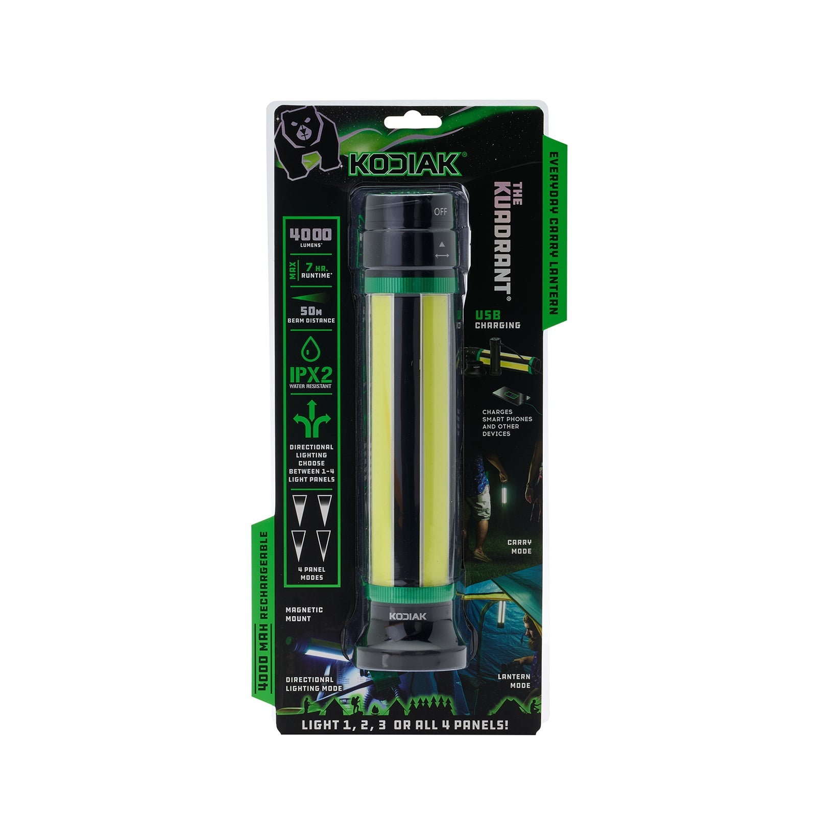 Kodiak® 4,000 Lumen Kuadrant 4-Panel Rechargeable Work Light Lantern
