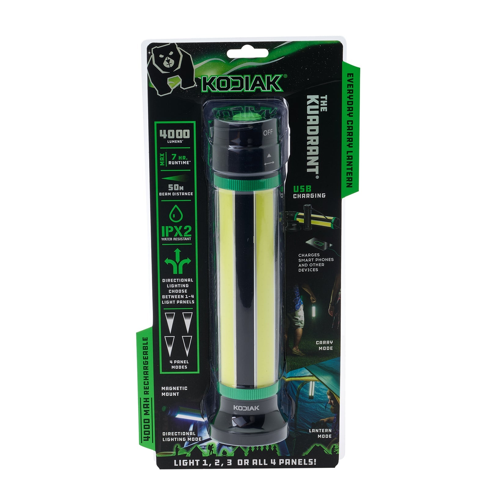 Kodiak® 4,000 Lumen Kuadrant 4-Panel Rechargeable Work Light Lantern