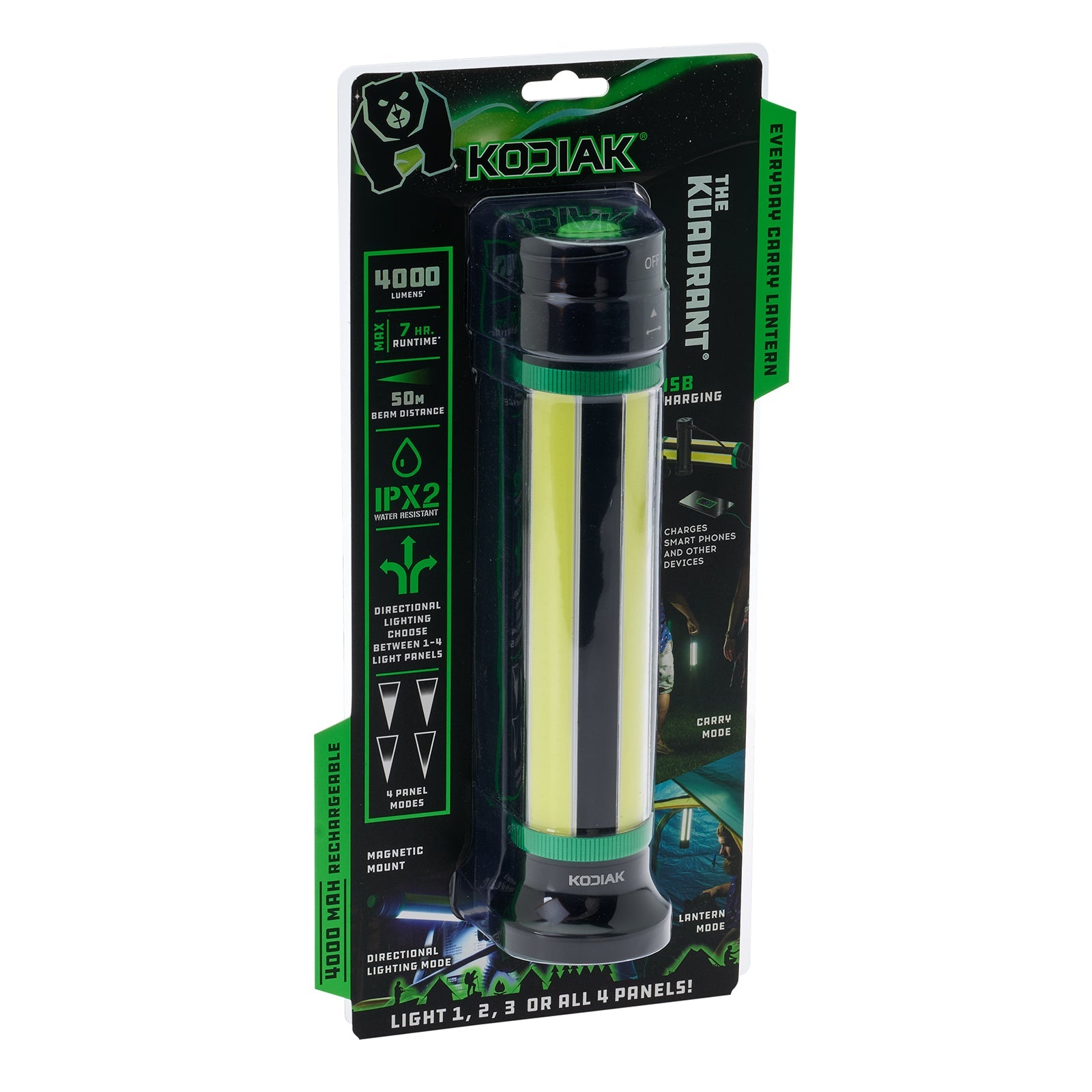 Kodiak® 4,000 Lumen Kuadrant 4-Panel Rechargeable Work Light Lantern