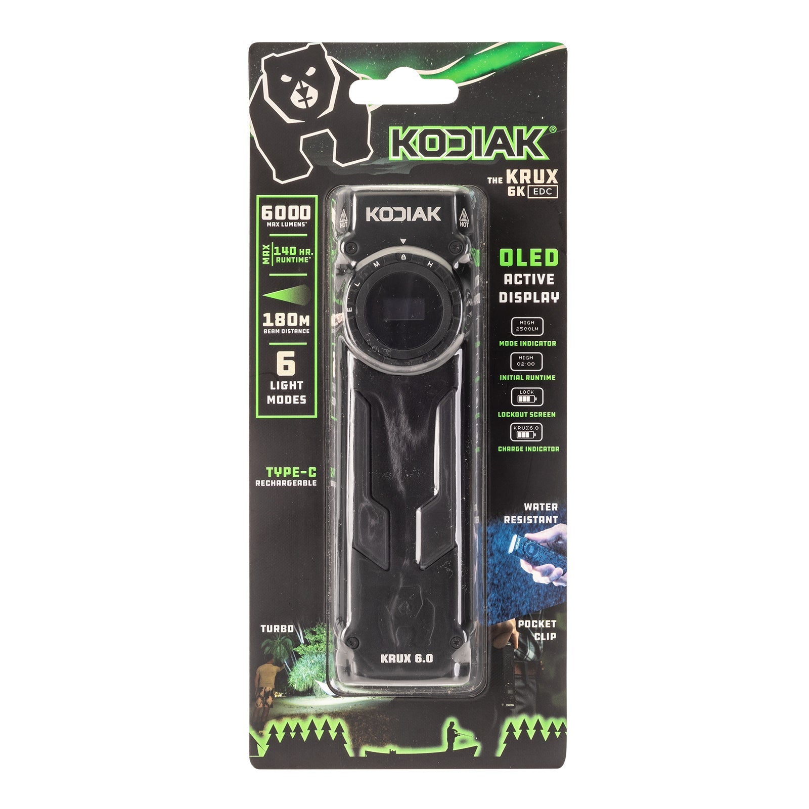 Kodiak® 6,000 Lumen Krux Rechargeable EDC Torch with LCD