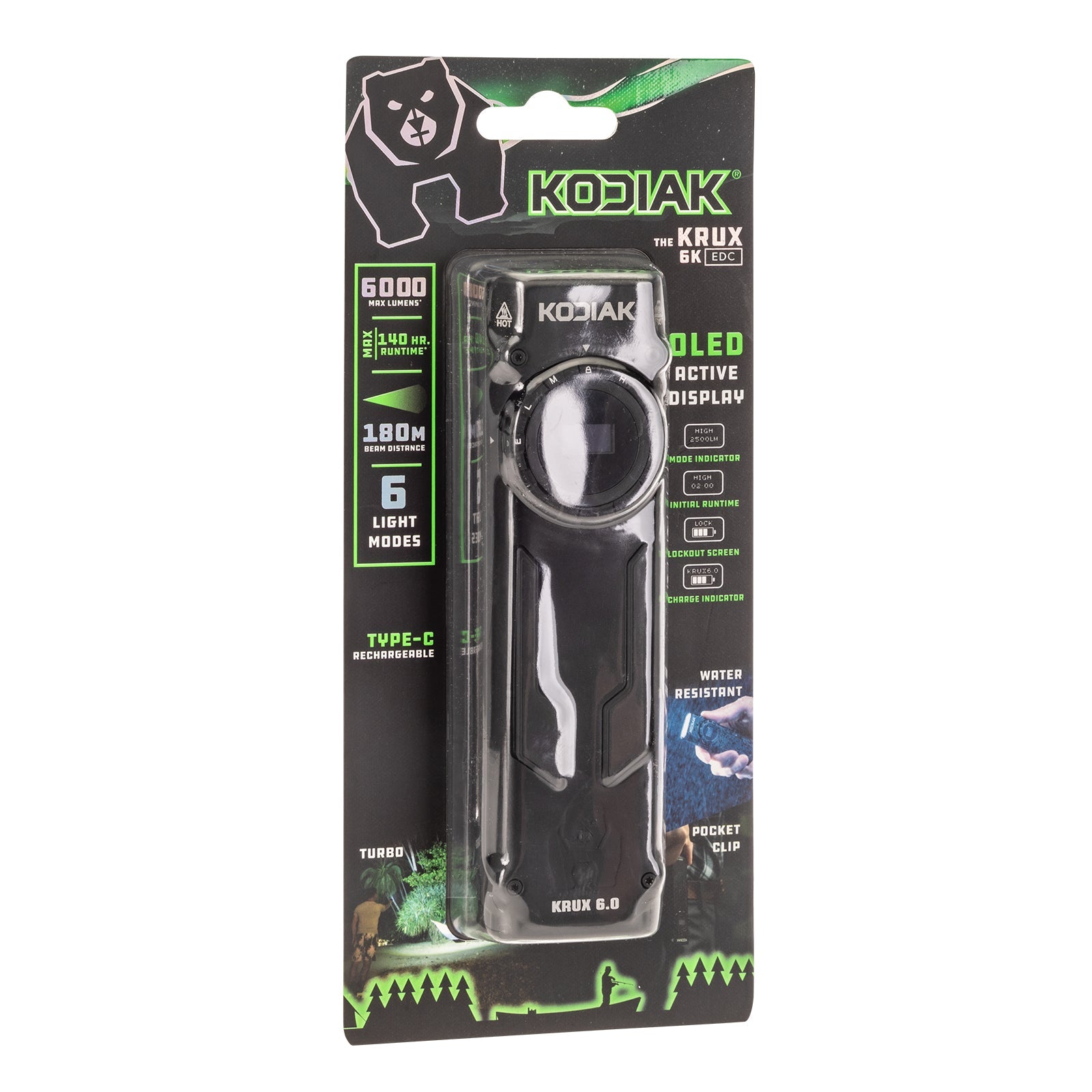 Kodiak® 6,000 Lumen Krux Rechargeable EDC Torch with LCD
