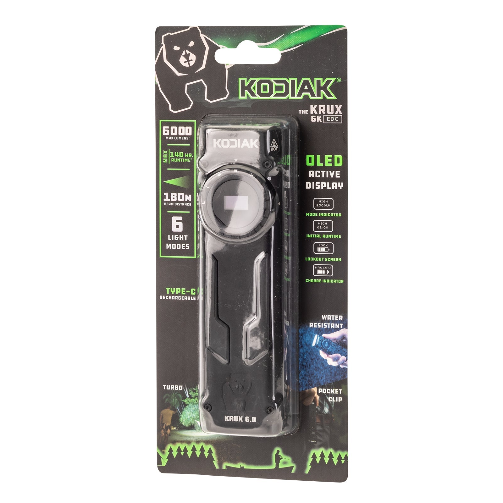 Kodiak® 6,000 Lumen Krux Rechargeable EDC Torch with LCD