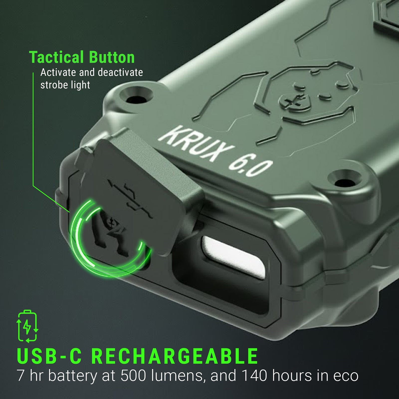 Kodiak® 6,000 Lumen Krux Rechargeable EDC Torch with LCD